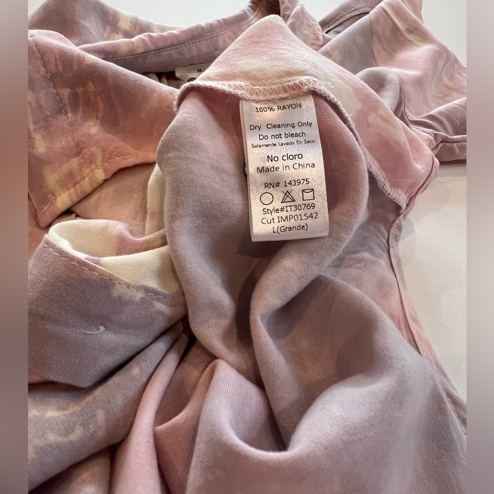 Millibon Tie Dye Button Down Light Pink Cream Women’s Large - Picture 10 of 11
